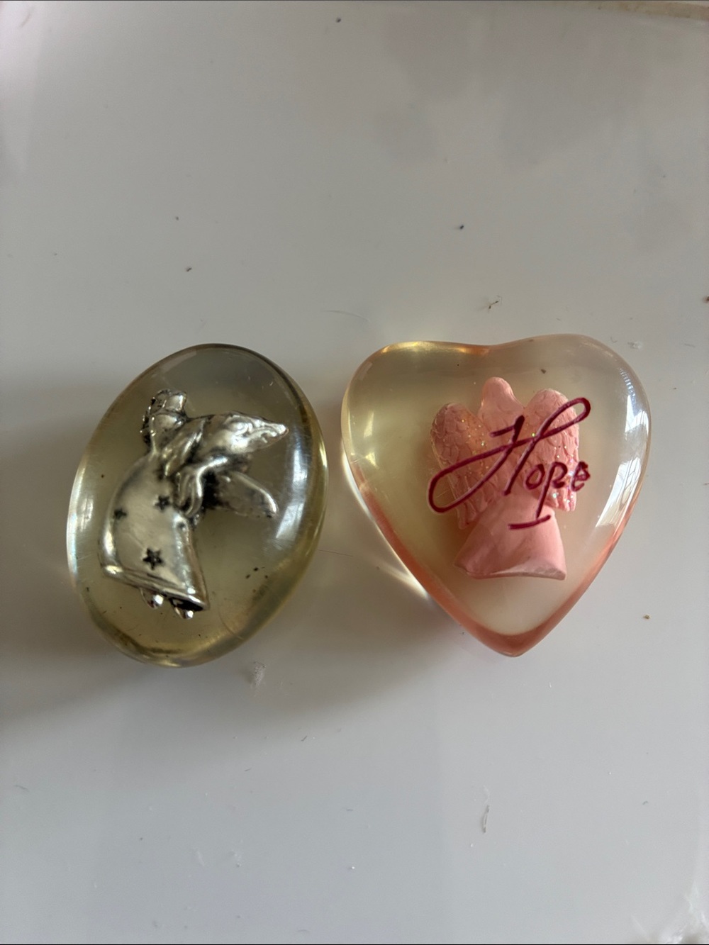 Heart Angel Resin plus a second angel Paperweight - Pink